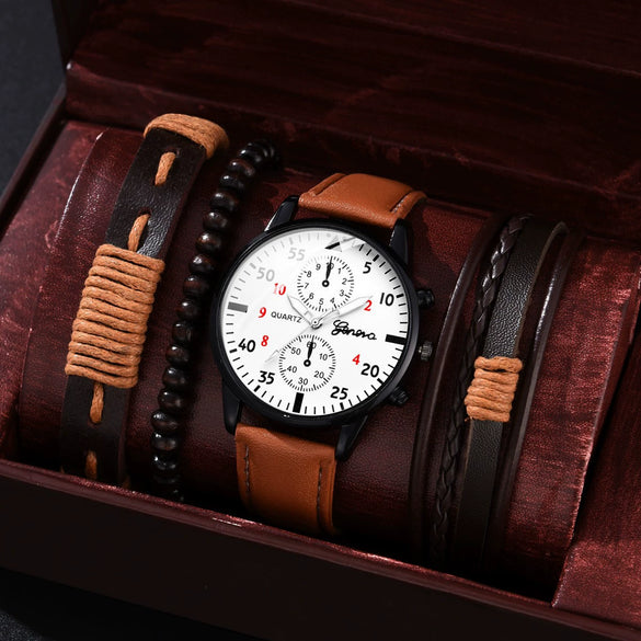 Allmatching Fashion Watch Alloy Case Pu Strap Round Dial