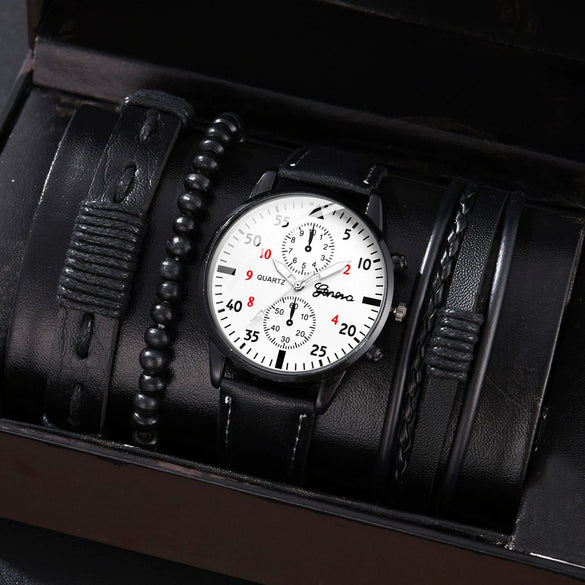 Allmatching Fashion Watch Alloy Case Pu Strap Round Dial