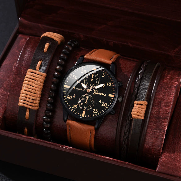 Allmatching Fashion Watch Alloy Case Pu Strap Round Dial