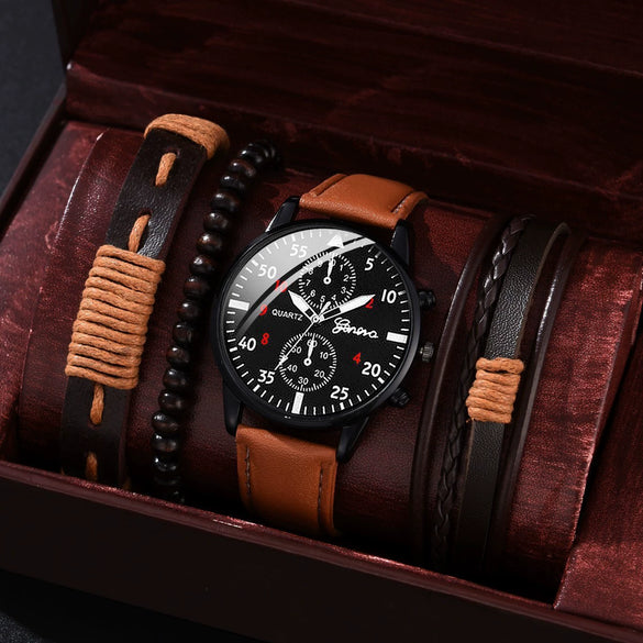 Allmatching Fashion Watch Alloy Case Pu Strap Round Dial