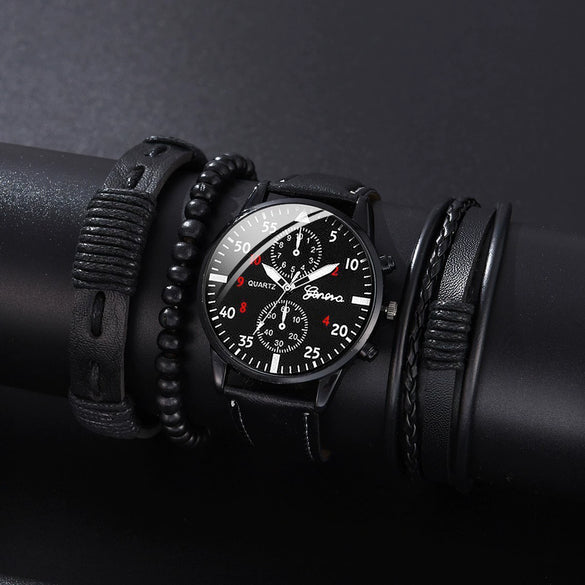 Allmatching Fashion Watch Alloy Case Pu Strap Round Dial
