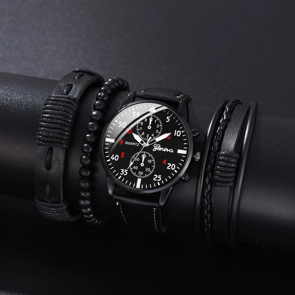 Allmatching Fashion Watch Alloy Case Pu Strap Round Dial