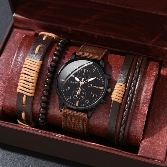 Allmatching Fashion Watch Alloy Case Pu Strap Round Dial