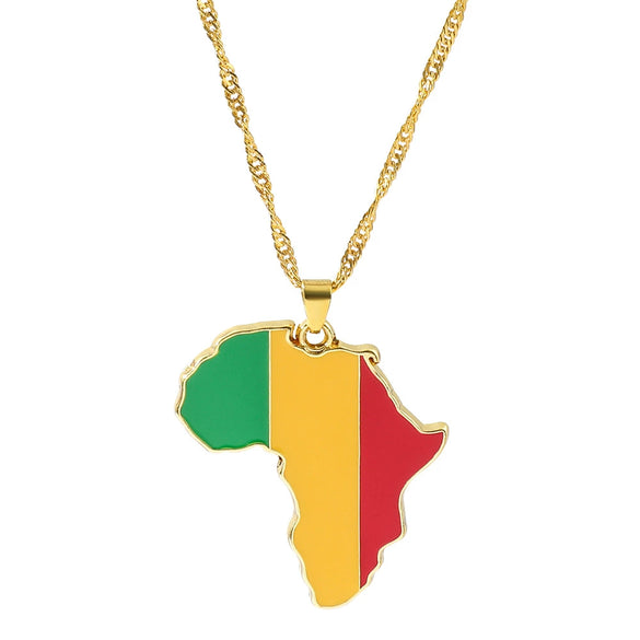 Alloy Africa Map Pendant Necklace With Electroplating Unisex Style
