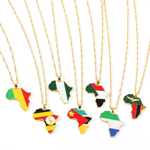 Alloy Africa Map Pendant Necklace With Electroplating Unisex Style