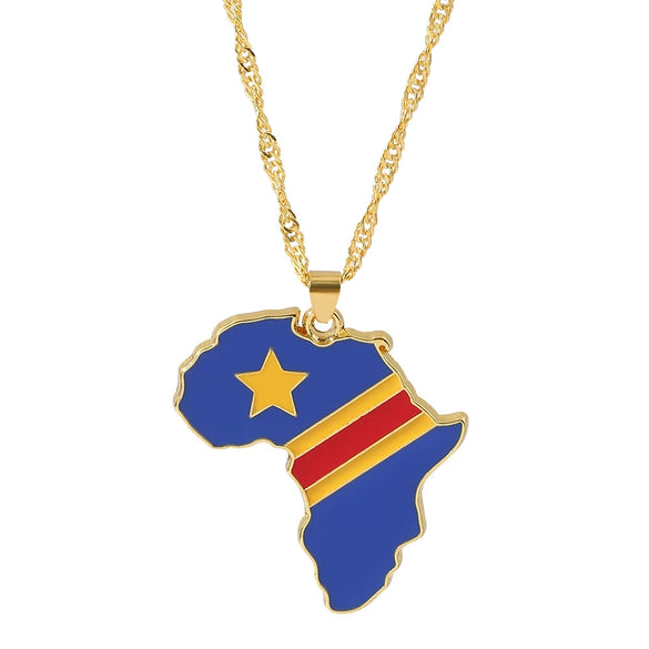 Alloy Africa Map Pendant Necklace With Electroplating Unisex Style