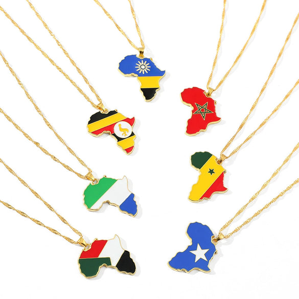 Alloy Africa Map Pendant Necklace With Electroplating Unisex Style