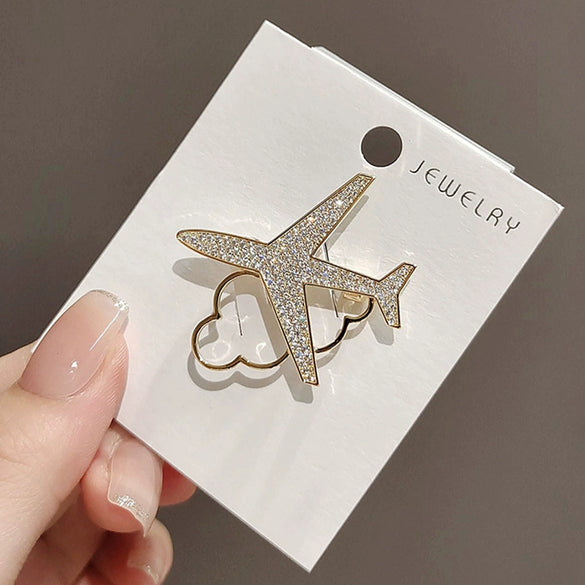 Alloy Aircraft Brooch Natural Style Electroplating For Ladies
