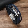 Alloy Anchor Leather Bracelet Handmade Retro Style For Men