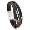 Alloy Anchor Leather Bracelet Handmade Retro Style For Men