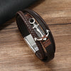 Alloy Anchor Leather Bracelet Handmade Retro Style For Men