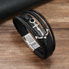 Alloy Anchor Leather Bracelet Handmade Retro Style For Men