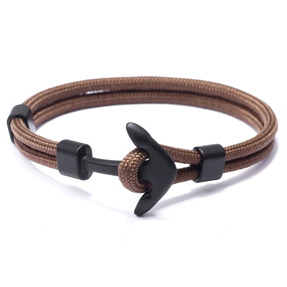 Alloy Anchor Men's Bracelet With Geometric Pattern And Weaving Design