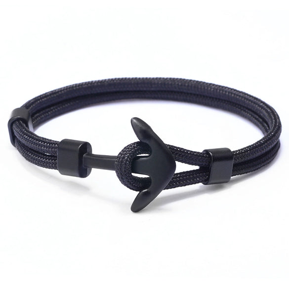 Alloy Anchor Men's Bracelet With Geometric Pattern And Weaving Design