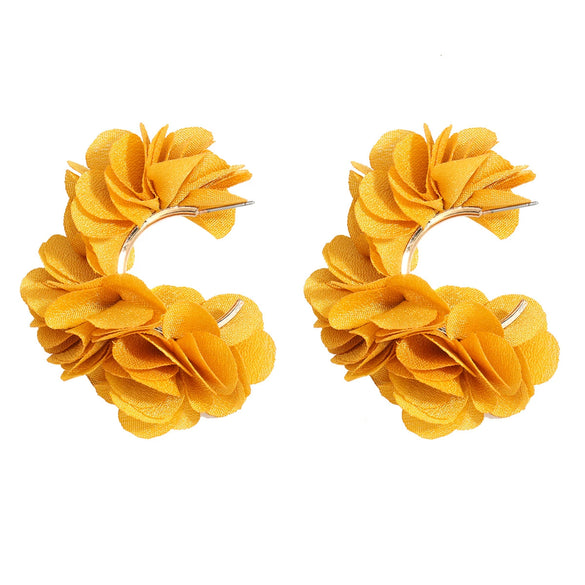 Alloy And Cloth Flower Cshaped Earrings For Women Fashion Style