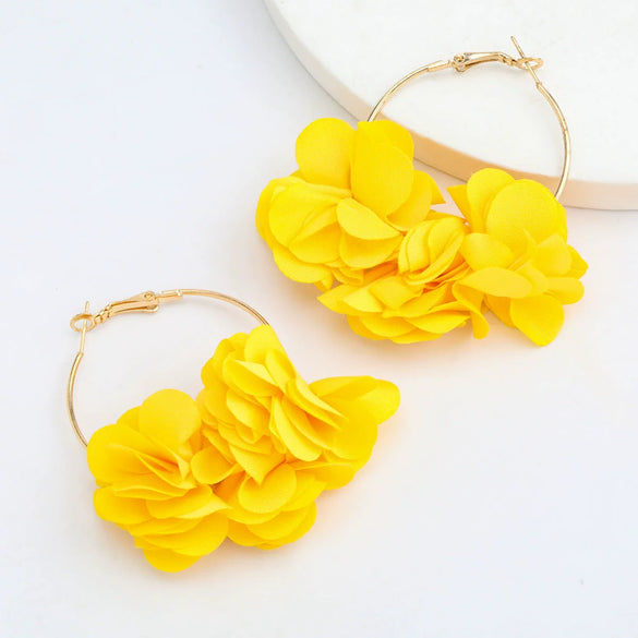 Alloy And Cloth Flower Earrings For Women