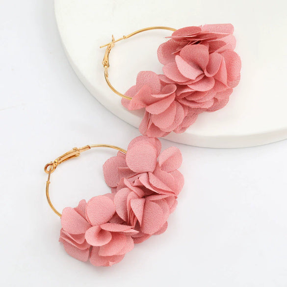 Alloy And Cloth Flower Earrings For Women