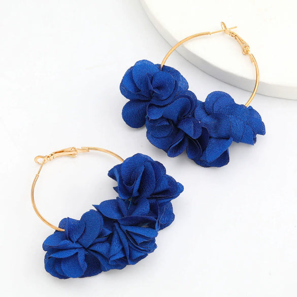 Alloy And Cloth Flower Earrings For Women