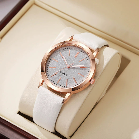 Alloy And Imitation Leather Fashion Women's Round Dial Quartz Watch
