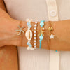 Alloy And Imitation Pearl Shell Chain With Sea Life Pendant Necklace And Bracelet Electroplated Ocean Style For Women