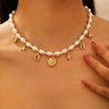 Alloy And Imitation Pearl Shell Chain With Sea Life Pendant Necklace And Bracelet Electroplated Ocean Style For Women