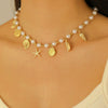 Alloy And Imitation Pearl Shell Chain With Sea Life Pendant Necklace And Bracelet Electroplated Ocean Style For Women