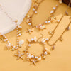 Alloy And Imitation Pearl Shell Chain With Sea Life Pendant Necklace And Bracelet Electroplated Ocean Style For Women
