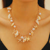 Alloy And Imitation Pearl Shell Chain With Sea Life Pendant Necklace And Bracelet Electroplated Ocean Style For Women