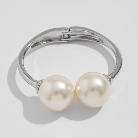 Alloy And Pearl Irregular Pleated Water Drop Cross Bracelet With Ins Style And Electroplating