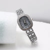Alloy And Stainless Steel Diamondencrusted Oval Eggshaped Women's Casual Bracelet Watch