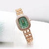 Alloy And Stainless Steel Diamondencrusted Oval Eggshaped Women's Casual Bracelet Watch