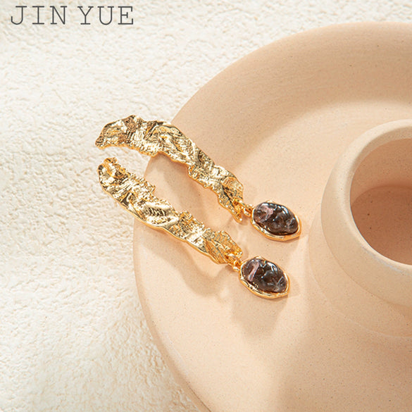 Alloy And Stainless Steel Geometric Style Dangle Earrings With Electroplating Treatment