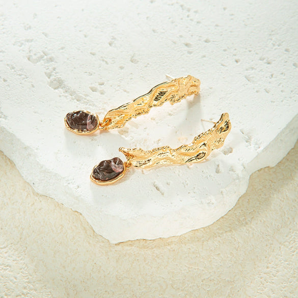 Alloy And Stainless Steel Geometric Style Dangle Earrings With Electroplating Treatment