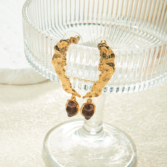 Alloy And Stainless Steel Geometric Style Dangle Earrings With Electroplating Treatment