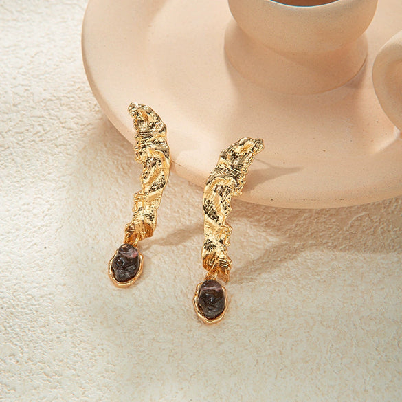 Alloy And Stainless Steel Geometric Style Dangle Earrings With Electroplating Treatment