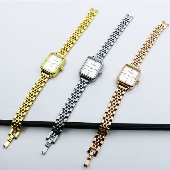 Alloy And Stainless Steel Square Casual Women's Bracelet Watch
