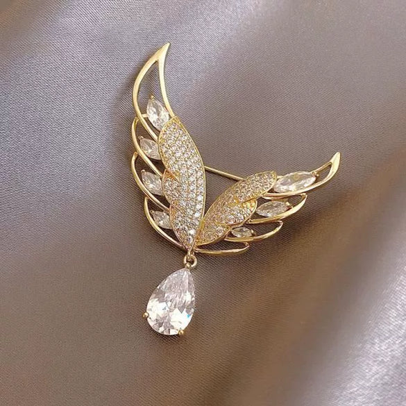 Alloy Angel Wings Water Drop Flower Shape Minimalist Electroplating Women's Clothing Brooch