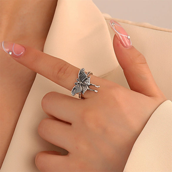 Alloy Animal Bat Butterfly Gothic Dark Fashion Punk Female Ring With Electroplating