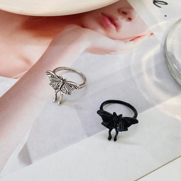 Alloy Animal Bat Butterfly Gothic Dark Fashion Punk Female Ring With Electroplating