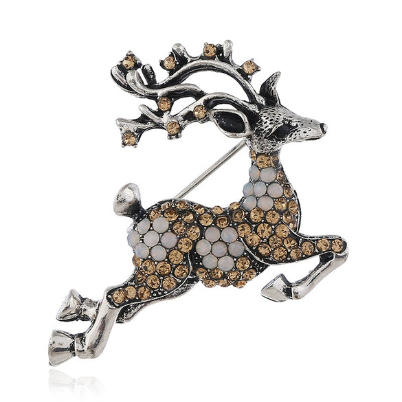 Alloy Animal Deer Diamond Brooch For Women