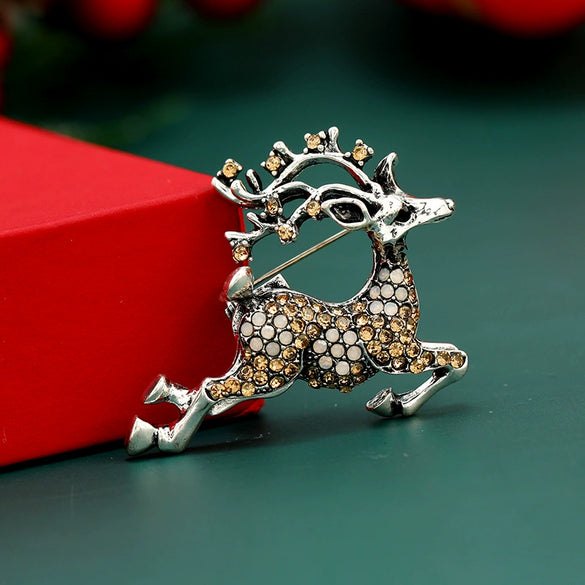 Alloy Animal Deer Diamond Brooch For Women