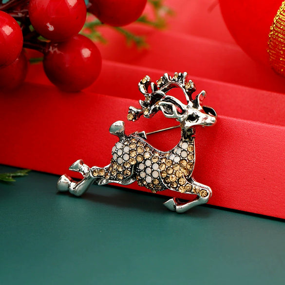 Alloy Animal Deer Diamond Brooch For Women
