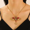 Alloy Animal Flying Dragon Shape Pendant Necklace With Oil Dripping Design Retro Disco Hiphop Style Unisex