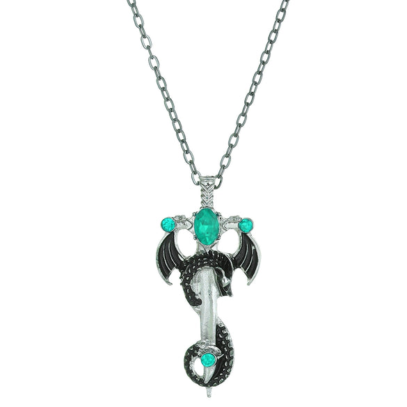 Alloy Animal Flying Dragon Shape Pendant Necklace With Oil Dripping Design Retro Disco Hiphop Style Unisex