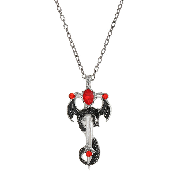 Alloy Animal Flying Dragon Shape Pendant Necklace With Oil Dripping Design Retro Disco Hiphop Style Unisex