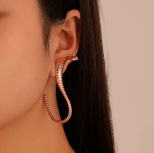 Alloy Animal Geometric Diamond Inlaid Retro Exaggerated Snake Earrings For Women