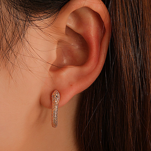 Alloy Animal Geometric Diamond Inlaid Retro Exaggerated Snake Earrings For Women