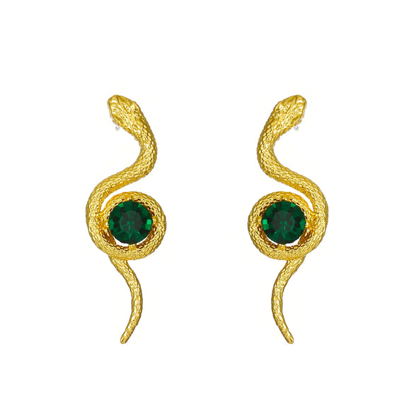 Alloy Animal Geometric Diamond Inlaid Retro Exaggerated Snake Earrings For Women