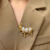 Alloy Animal Lamb Brooch Set With Pearls Women's Highend Light Luxury Clothing Accessories