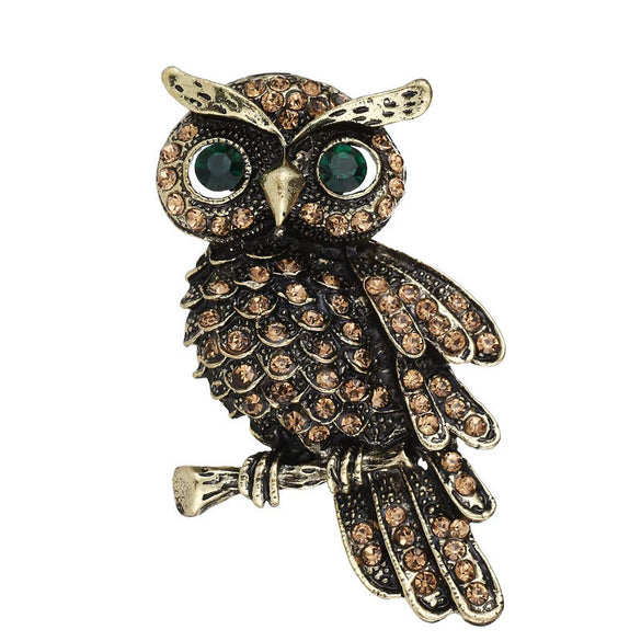 Alloy Animal Owl Fashion Brooch For Women With Electroplating